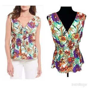 NWT Gibson Latimer Floral Print Sleeveless Top
